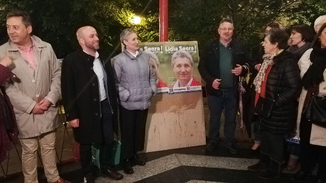 Villares no arranque de campaña en Lugo xunto a Chorén e Senra. EP