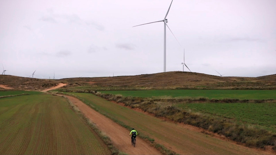 Ciclista con molinos