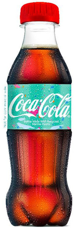 Botella de Coca-Cola de plástico reciclado de basura marina. EP