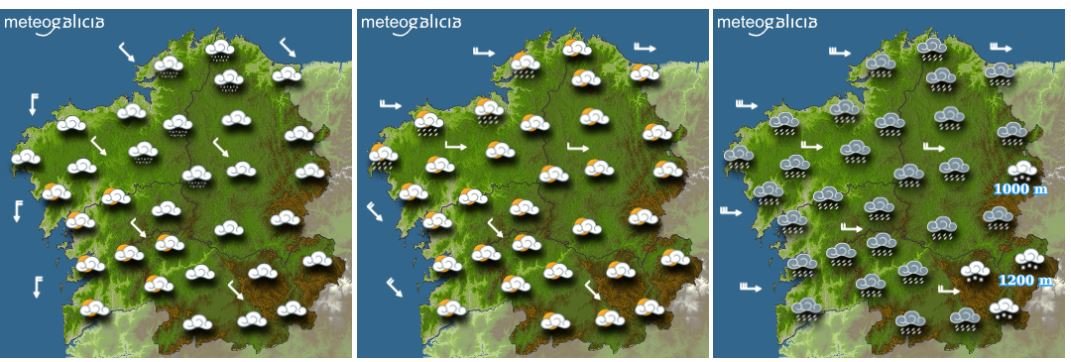 Mapa con la previsión de Meteogalicia