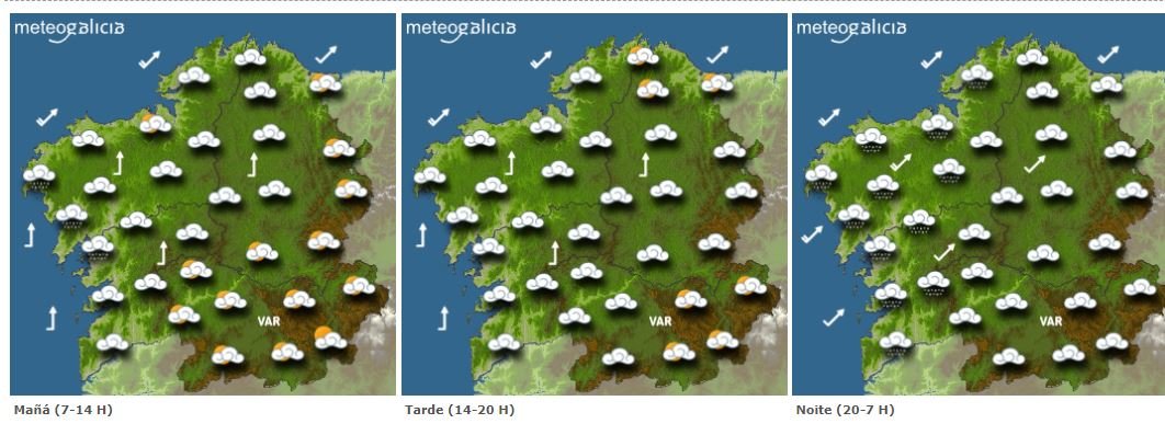 Mapa con la previsión de Meteogalicia