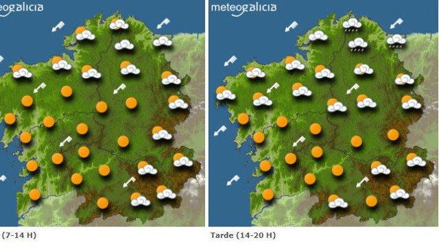 Mapa con la previsión de Meteogalicia