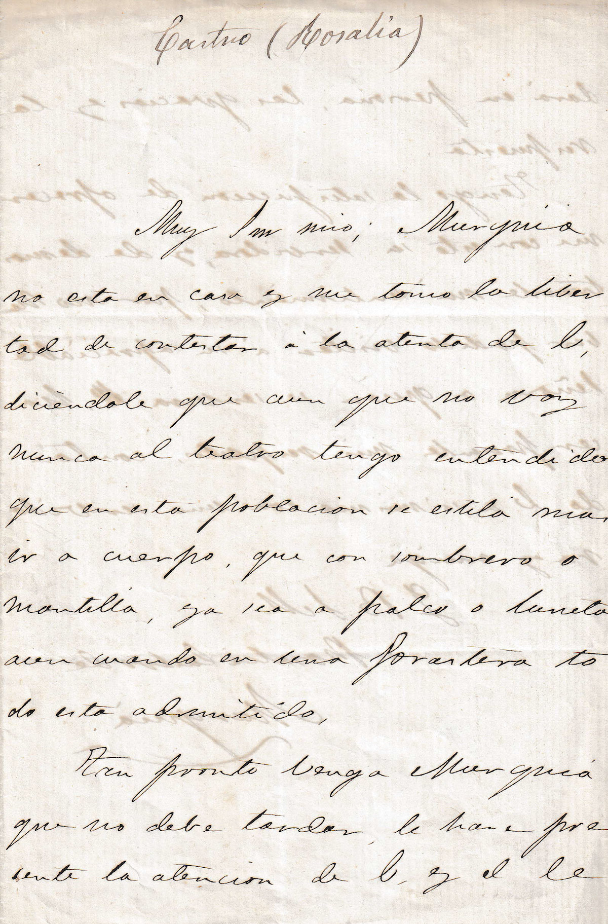 A misiva de Rosalía a Villaamil. FUNDACIÓN ROSALÍA