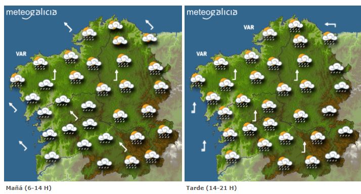 Mapa con la predicción de Meteogalicia