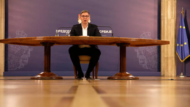 El presidente Serbio durante una rueda de prensa. EFE