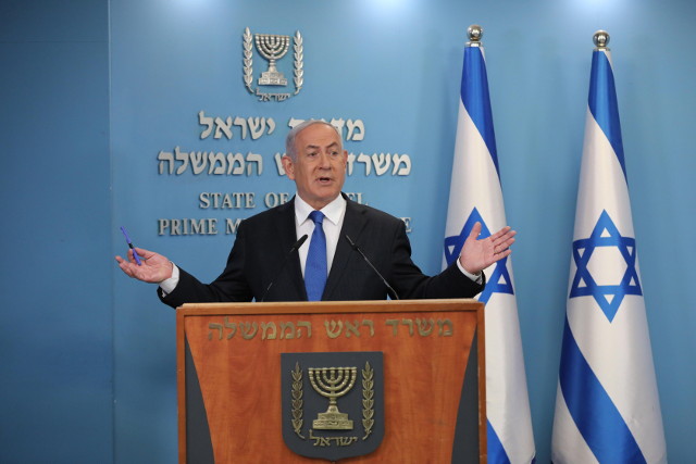 O primeiro ministro israelí, Benjamin Netanyahu, en rolda de prensa. EFE