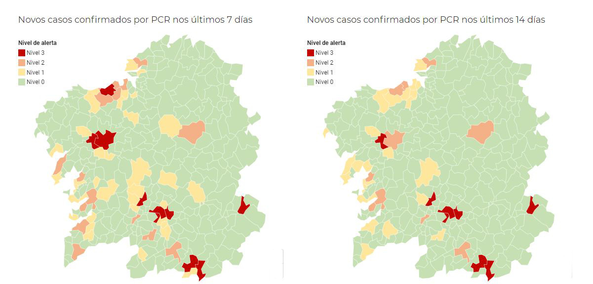 Niveis de alerta por concellos.PG