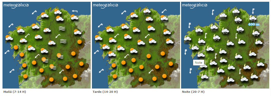 Mapa con la previsión de Meteogalicia. EP