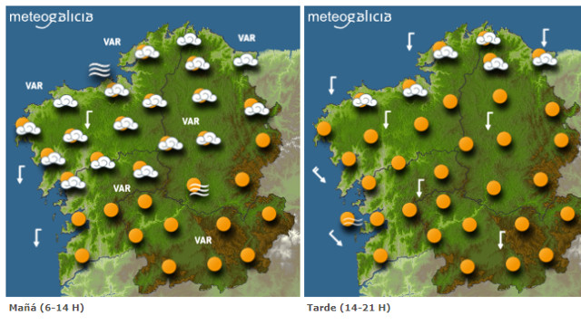 Mapa con la previsión de Meteogalicia. EP