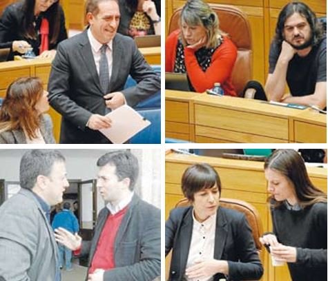 Valeriano Martínez, Santos y Sánchez, Formoso y Caballero, y Pontón con Rodil