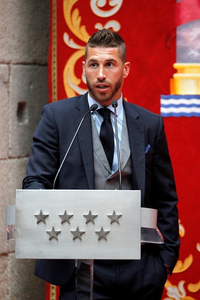 Sergio Ramos dando un discurso. EFE