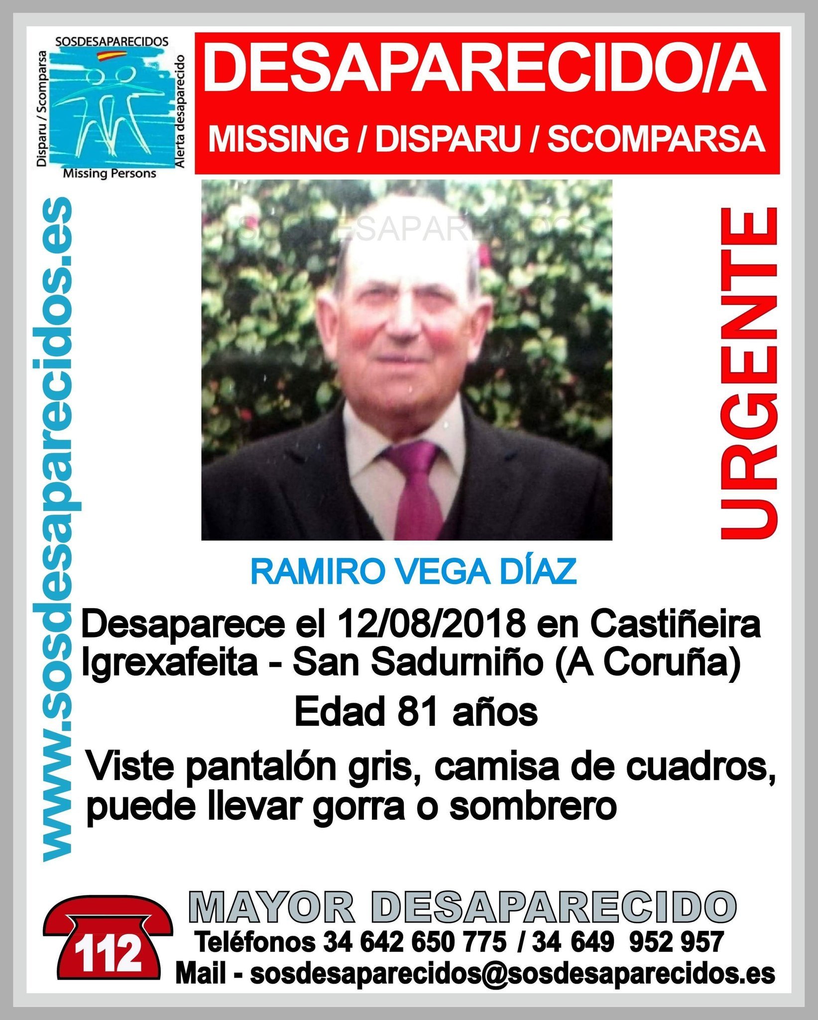 Cartel de búsqueda de Ramiro Vega. TWITTER