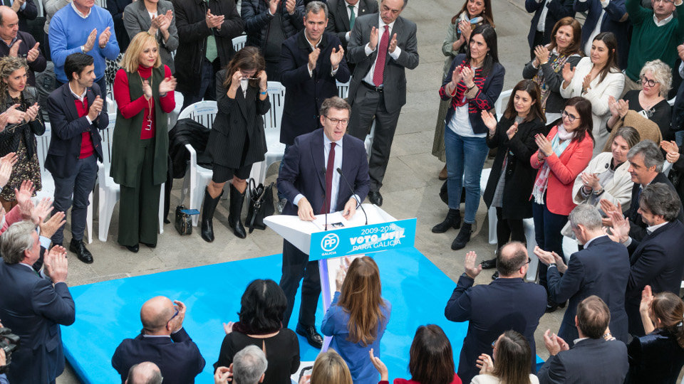 Feijóo en el acto de celebración de su decenio al mando de Galicia. LUIS POLO
