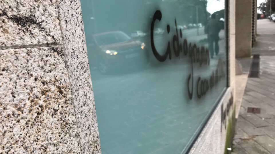 Pintada en la sede de Ciudadanos. TWITTER