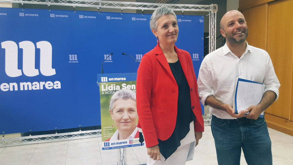 Lidia Senra e Luis Villares, en Santiago. EP