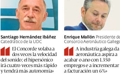 Santiago Herńández, de la UDC, y Enrique Mallón, del Consorcio Aeronáutico Galego