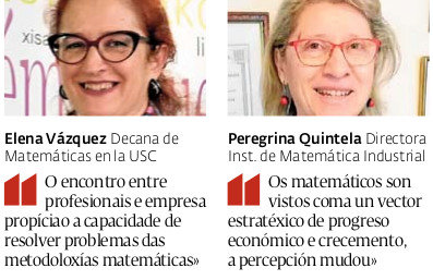 Elena Vázquez, decana de Matemáticas de la USC, y Peregrina Quintela, directora del Instituot de Matemática Industrial.EP