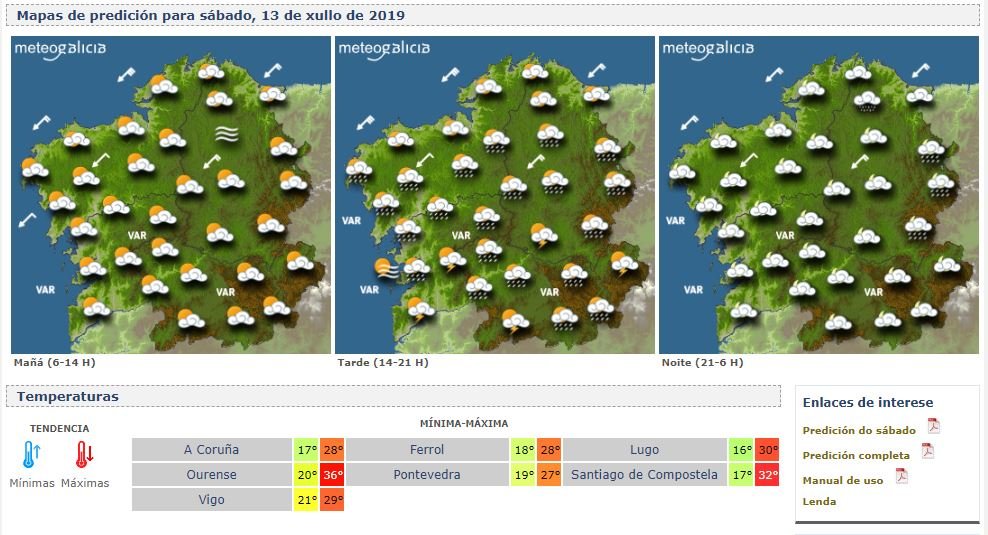 Mapa de temperaturas. METEOGALICIA
