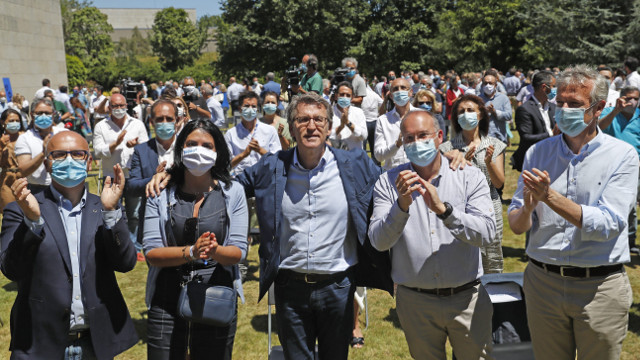 Feijóo, con los cuatro líderes provinciales. LAVANDEIRA JR