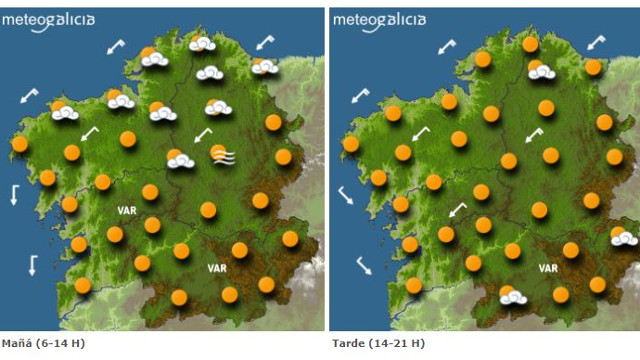 Mapa con la previsión de Meteogalicia