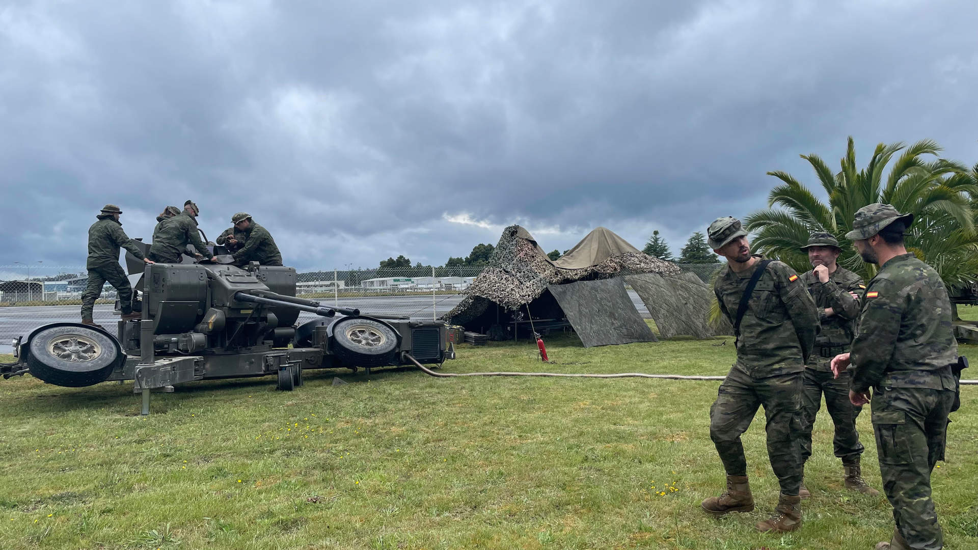 Cañón antiaéreo, en el Aeródromo Militar de Santiago.AGN