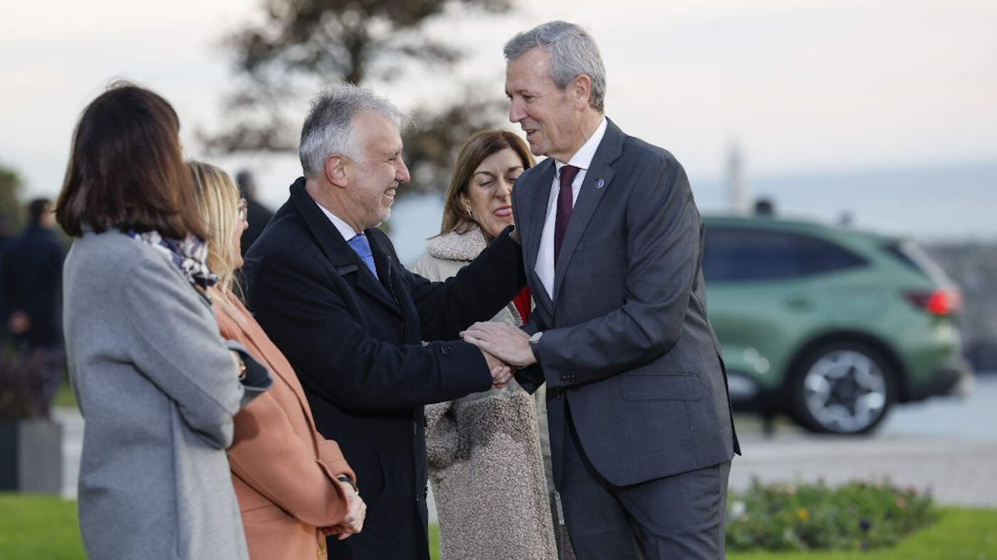 Alfonso Rueda, a su llegada a la Conferencia de Presidentes en Santander.EFE