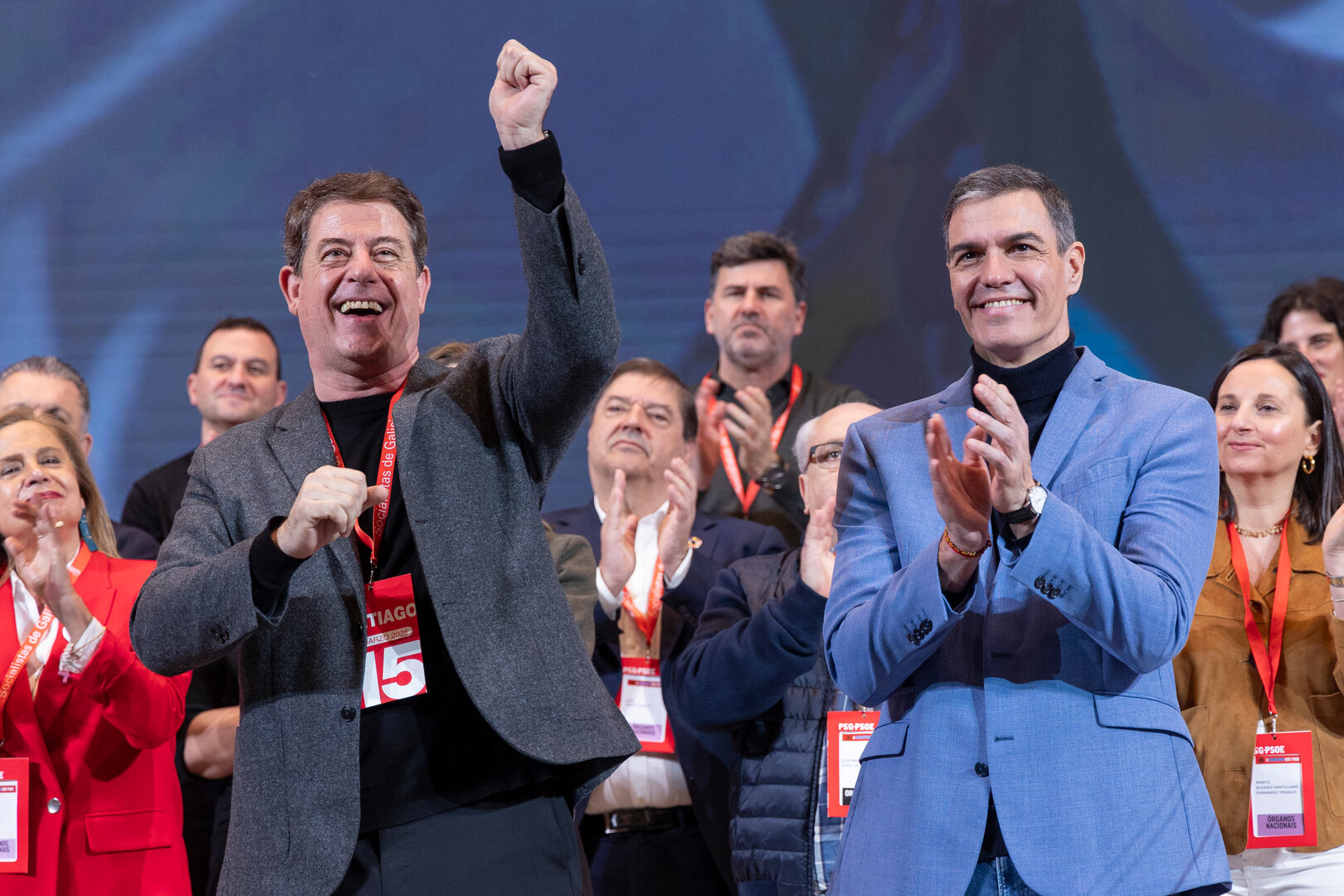 Besteiro y Pedro Sánchez, en el XV Congreso del PSdeG.EP
