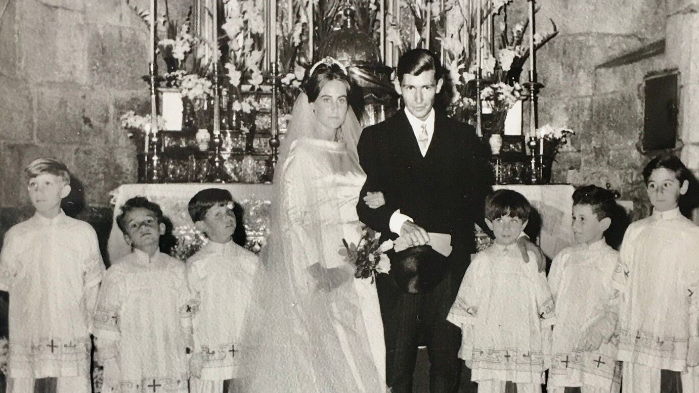 Andrés García Carro y su mujer, María Luisa, en su boda en A Coruña.