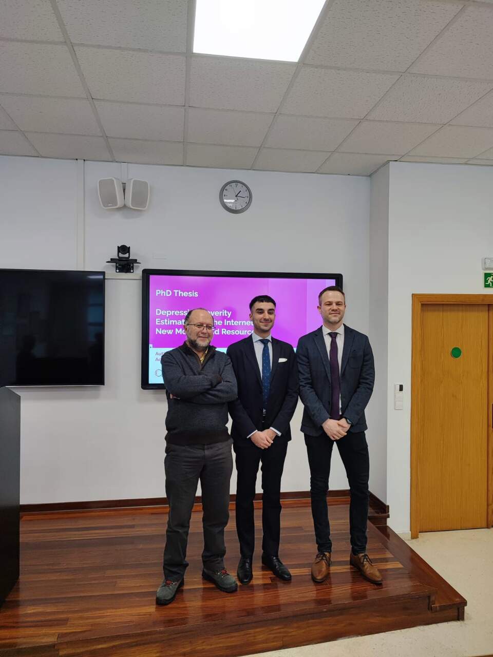 Miguel Anxo Pérez Vila con sus directores de tesis, Javier Parapar y Álvaro Barreiro. CEDIDA