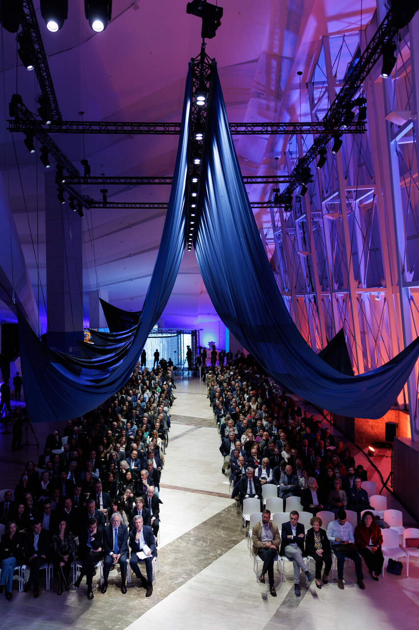 O titular do Executivo galego, Alfonso Rueda, acompañado doutros membros do Goberno galego, participa no acto de presentación de Galicia Galidade como marca de país. Cidade da Cultura (Santiago de Compostela)  12/12/25.