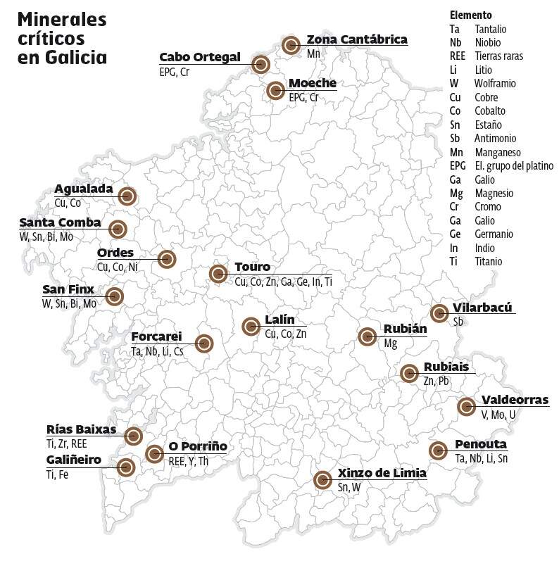 El mapa gallego de los minerales críticos. EP