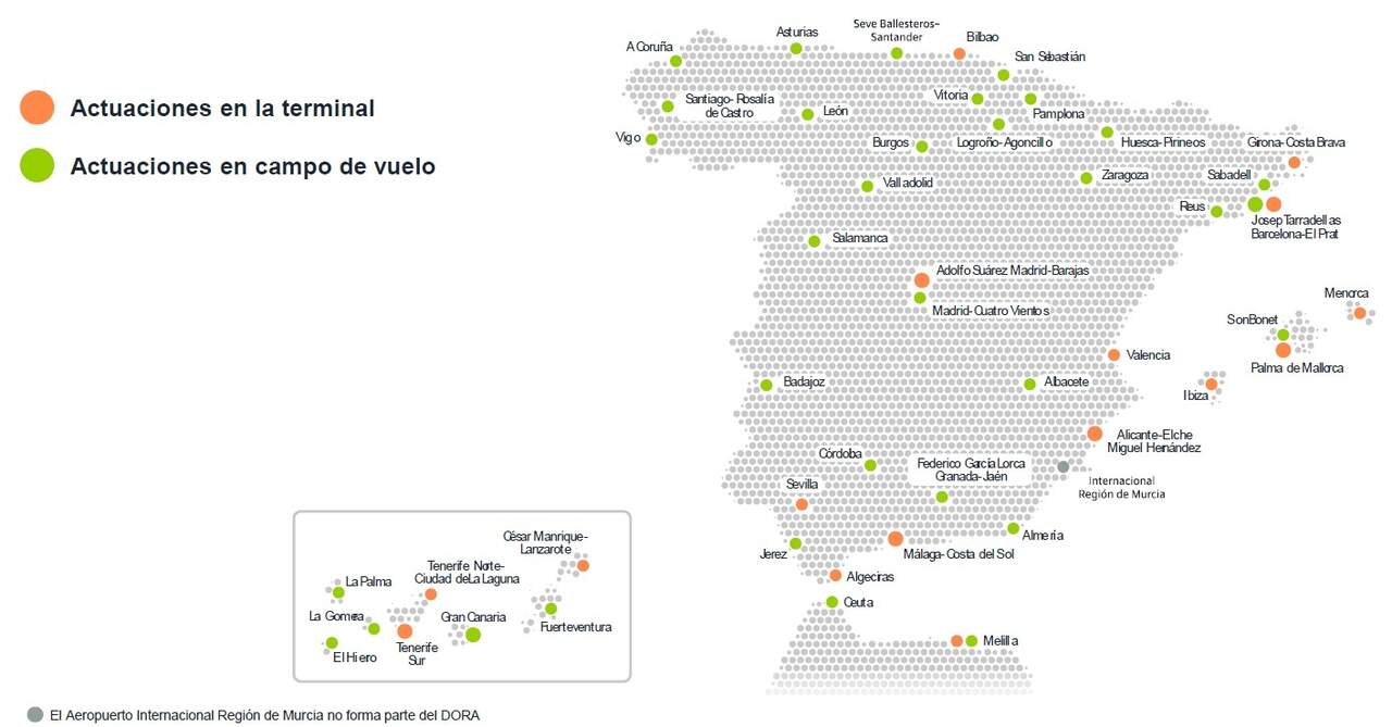 Mapa de actuaciones de Aena